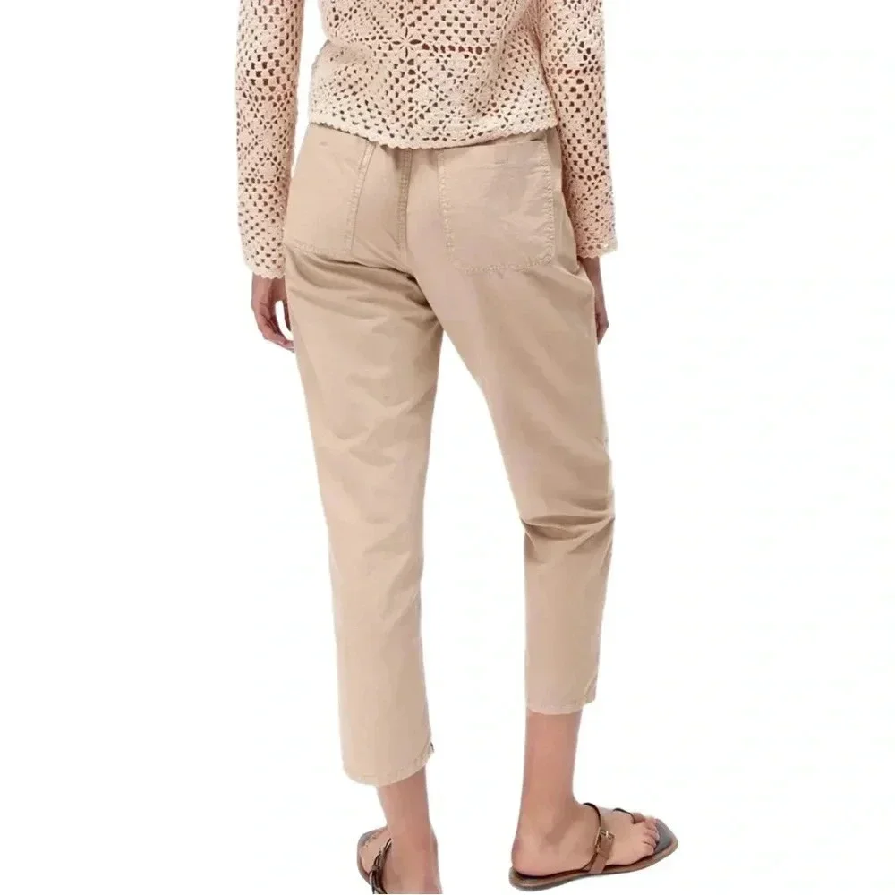(NWOT) Zara High-Rise Cotton-Linen Jogger Pants -– Tan, Size 2